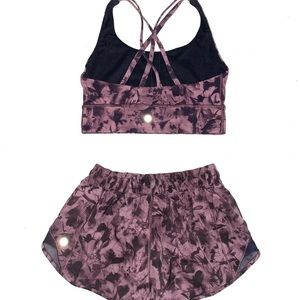 LULULEMON SIZE 6/4 MINI DUSK FLORAL ANTIQUE BARK BLACK SET